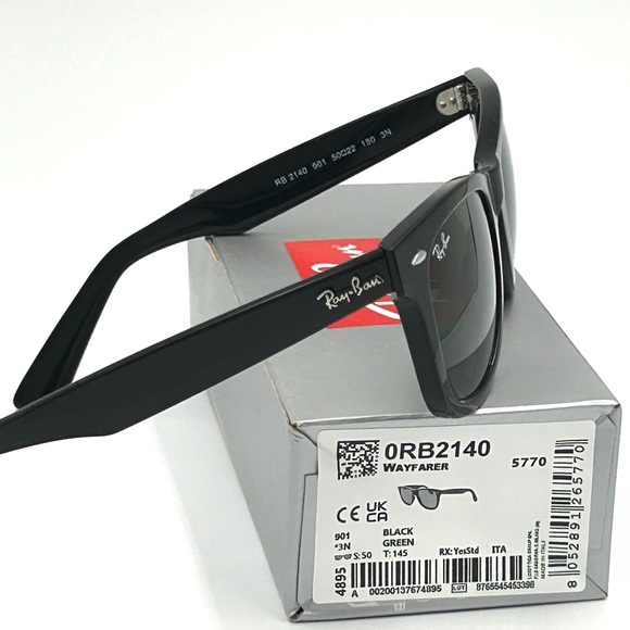 Ray-Ban Sunglasses RB2140 901 Original Wayfarer Black Frame 50-22-150 Unisex 325 - Picture 15 of 15